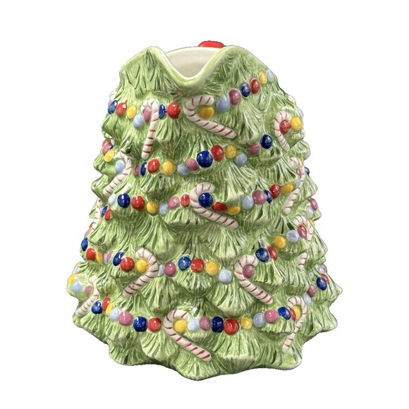 Christopher Radko Ceramic Christmas Tree Pitcher Red Handle Candy Canes Ornament - Picture 4 of 7